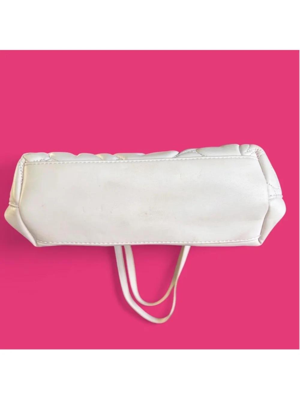 Betsey Johnson shoulder bag quilted tote heart white pink